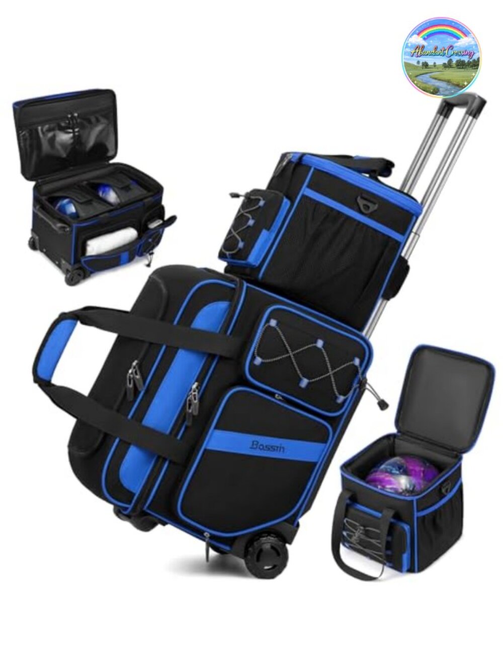 3 Ball Bowling Bag with Wheels and Tote, 2 Ball Roller